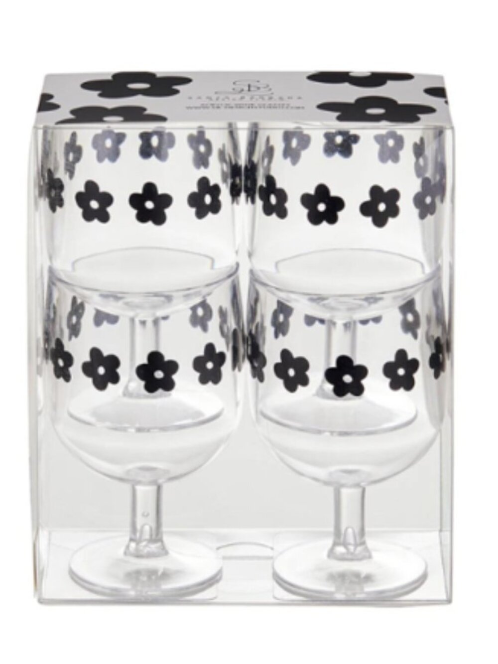 Stackable Acrylic Wine Glasses - Flowers NWT